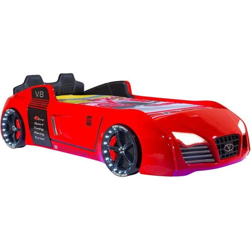 TURBO V8 Sport Autobett Kinderbett 90x190 cm Rot