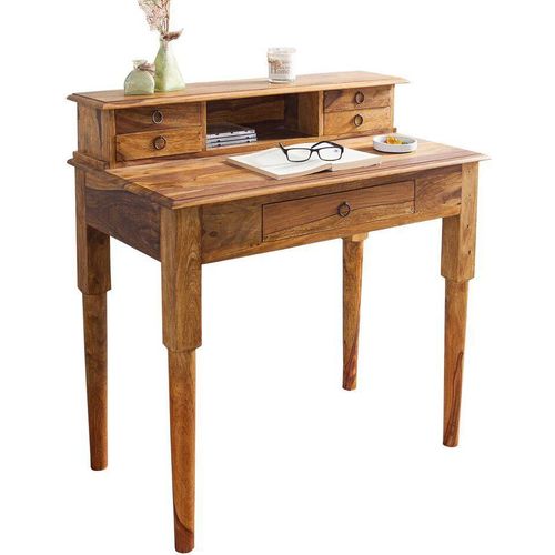 Sekretär Schreibtisch Holz 90 x 90 x 50 cm klein Sheesham Unikat Landhaus Stil