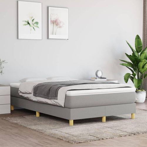 vidaXL Boxspringbett Hellgrau 120x200 cm Stoff - Boxspringbett - Boxspringbetten - Bett - Schlafzimmermöbel