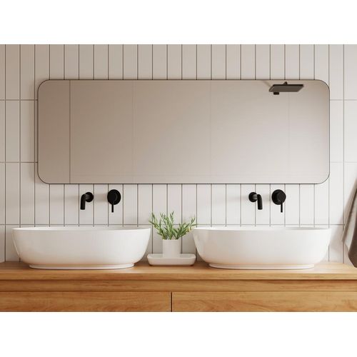Badezimmerspiegel rechteckig - 140 x 50 cm - Schwarzer Umriss - DEMETRIA