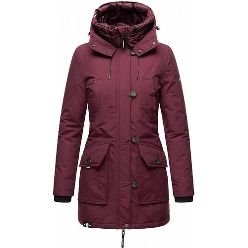Navahoo Damen Winterjacke Langer Parka Warm Stepp Mantel mit Kapuze Freezestroorm Wine Gr: 36 - S