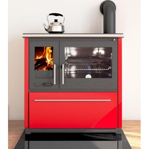 EEK A+ Küchenofen Holzherd Plamen 850 rot, rechte Version - 8 kW Dauerbrandherd