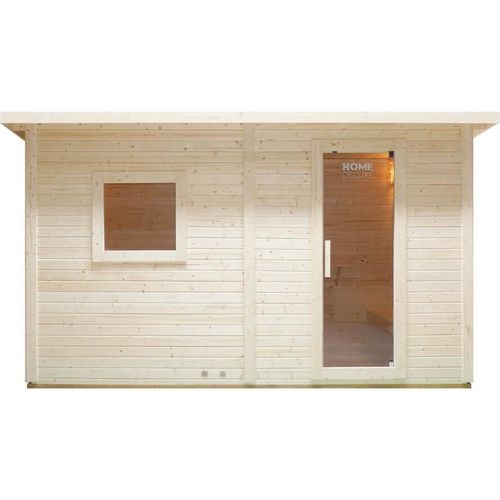 HOME DELUXE - Outdoor Saunahaus TALO XL - für 5 Personen, inkl. Vorraum - Maße: 400 x 217 x 221 cm, Holz: Fichtenholz - inkl. Saunaofen und Saunazubehör I Gartensauna, Außensauna, Sauna