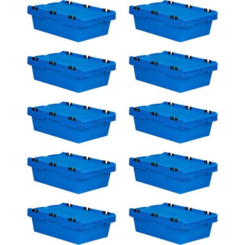 SuperSparSet 10x Conical Mehrweg-Stapelbehälter mit Krokodildeckel Blau | HxBxT 19,9x41x61cm | 29 Liter | Lagerbox Eurobox Transportbox Transportbehälter Stapelbehälter