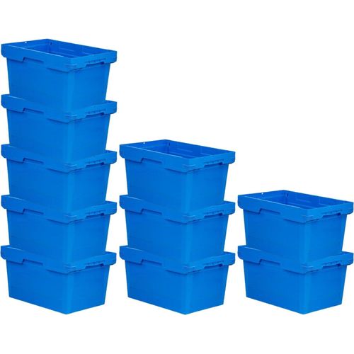 SparSet 10x Conical Mehrweg-Stapelbehälter Blau | HxBxT 32,3x40x60cm | 58 Liter | Lagerbox Eurobox Transportbox Transportbehälter Stapelbehälter