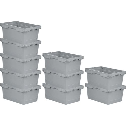 SparSet 10x Conical Mehrweg-Stapelbehälter Grau | HxBxT 27,3x40x60cm | 47 Liter | Lagerbox Eurobox Transportbox Transportbehälter Stapelbehälter