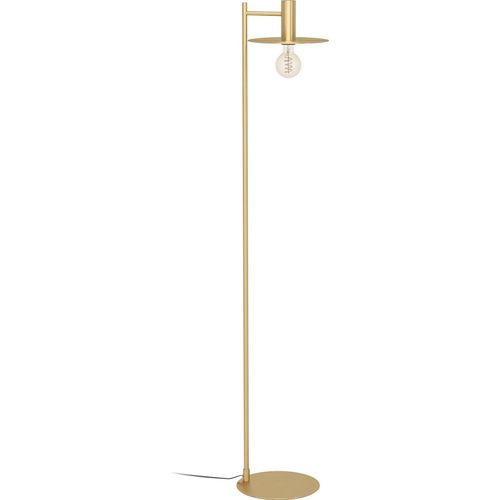 EGLO Stehlampe Escandell, elegante Eck Standleuchte, Stehleuchte aus Metall in Messing-Gebürstet, Lampe Wohnzimmer mit E27 Fassung, 156 cm
