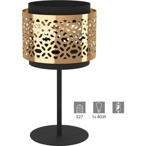 Tischleuchte SANDBACH Stahl schwarz, messing E27 1X40W H:45cm Ø24cm mit Kabelschalter