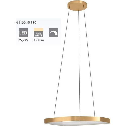 Hängeleuchte VALLEROSA Alu, Stahl messing-gebürstet LED 25,2W 3000K H:110cm Ø58cm dimmbar