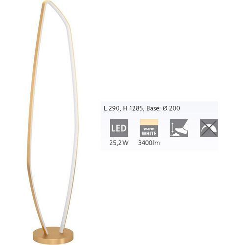 Stehleuchte VALLEROSA Alu, Stahl messing-gebürstet LED 25,2W 3000K L:29cm H:128.5cm mit Fußtrittschalter