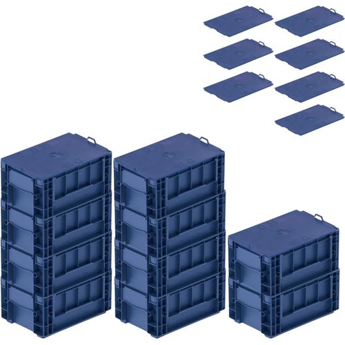 SparSet 10x VDA KLT Kleinladungsträger mit Verbundboden & Auflagedeckel | HxBxT 14,7x20x30cm | 5,3 Liter | KLT, Transportbox, Transportbehälter, Stapelbehälter
