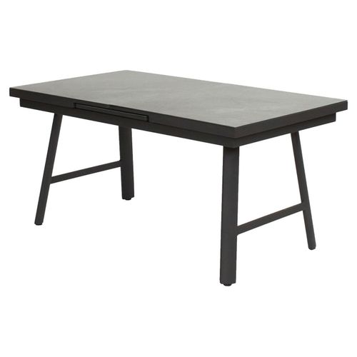 Gartentisch - Grau - Anthrazit - Glaskeramik - Aluminiumrahmen - 160 x 90 cm - ausziehbar
