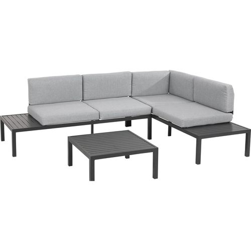 Gartenlounge - Anthrazit - Grau - Aluminiumgestell - Polyester - 3-teilig