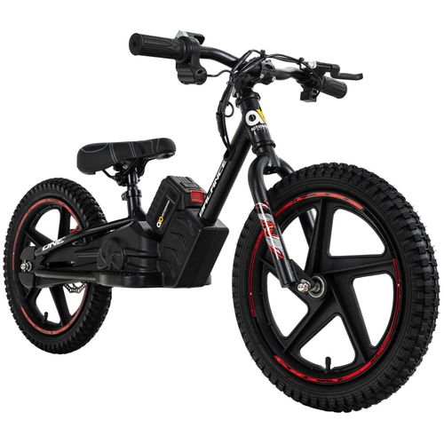Kinder Balance Bike 16 Zoll | Elektrofahrrad 250 Watt - 21V 5.4Ah - Scheibenbremsen (Schwarz/Rot)