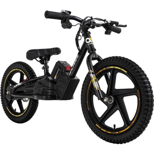 Kinder Balance Bike 16 Zoll | Elektrofahrrad 250 Watt - 21V 5.4Ah - Scheibenbremsen (Schwarz/Gelb)