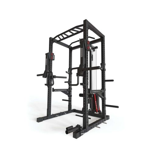 ATLETICA R7-Stryker Power Rack | 220cm Höhe | Mit Jammer und Spotter Arme, Dip-Station, J-Hooks, Landmine, Weight Pins, Band Pegs