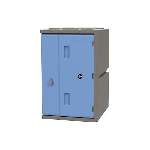 Kunststoff-Schließfach Seahorse | Drehriegelschloss | HxBxT 61x39x47cm | Fit-in-system | für Innen- und Außenbereiche | beliebig erweiterbar | Grau/Blau