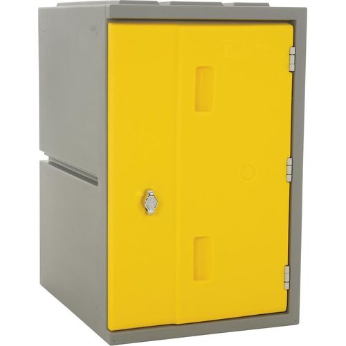 Kunststoff-Schließfach Seahorse | Drehriegelschloss | HxBxT 61x39x47cm | Fit-in-system | für Innen- und Außenbereiche | beliebig erweiterbar | Grau/Gelb