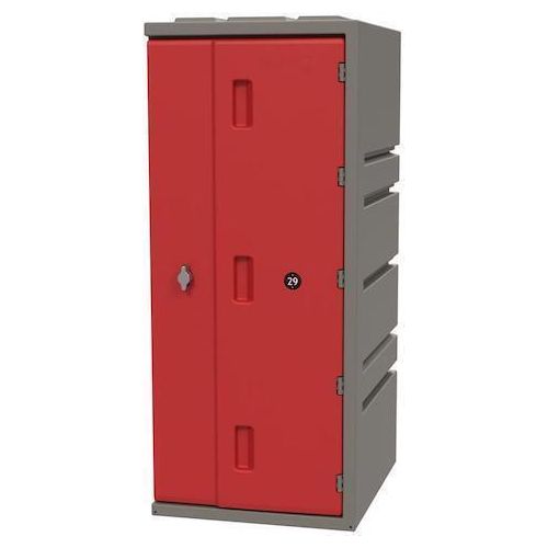 Kunststoff-Schließfach Seahorse | Drehriegelschloss | HxBxT 91x39x47cm | Fit-in-system | für Innen- und Außenbereiche | beliebig erweiterbar | Grau/Rot