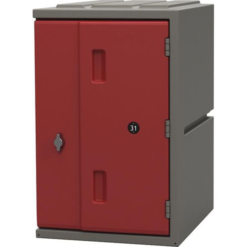 Kunststoff-Schließfach Seahorse | Drehriegelschloss | HxBxT 61x39x47cm | Fit-in-system | für Innen- und Außenbereiche | beliebig erweiterbar | Grau/Rot