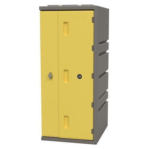 Kunststoff-Schließfach Seahorse | Drehriegelschloss | HxBxT 91x39x47cm | Fit-in-system | für Innen- und Außenbereiche | beliebig erweiterbar | Grau/Gelb
