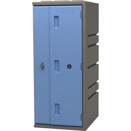 Kunststoff-Schließfach Seahorse | Drehriegelschloss | HxBxT 91x39x47cm | Fit-in-system | für Innen- und Außenbereiche | beliebig erweiterbar | Grau/Blau