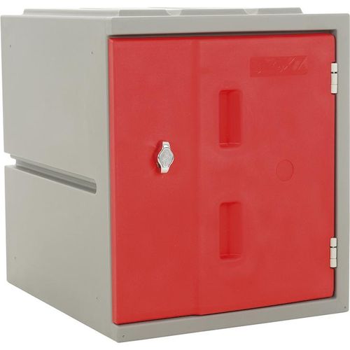 Kunststoff-Schließfach Seahorse | Drehriegelschloss | HxBxT 46x39x47cm | Fit-in-system | für Innen- und Außenbereiche | beliebig erweiterbar | Grau/Rot