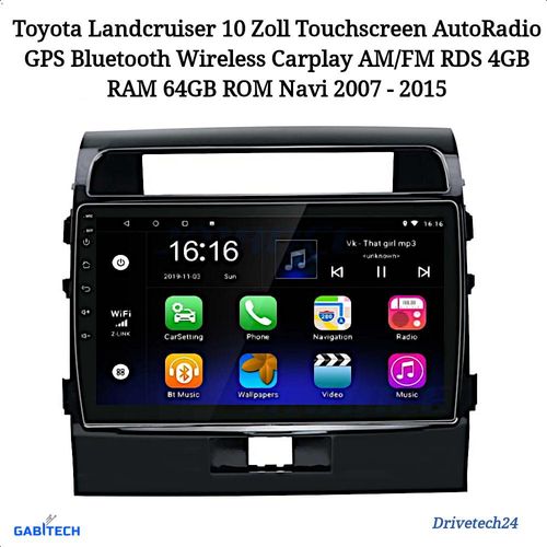 Toyota Land Cruiser 10 Zoll Touchscreen Andriod 10 system AutoRadio GPS Bluetooth Wireless Carplay AM/FM RDS 4GB RAM 64GB ROM Navi 2007 - 2015