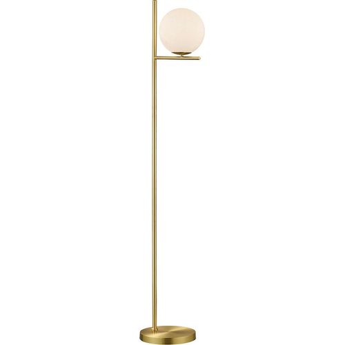 Stehleuchte, Glaskugel, weiß, messing-matt, H 150 cm
