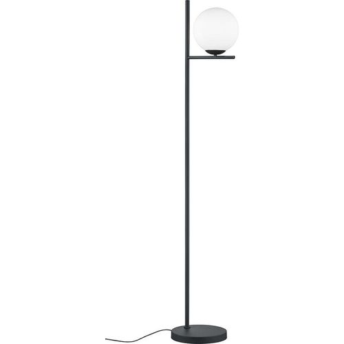 Stehleuchte, Glaskugel, weiß, schwarz-matt, H 150 cm