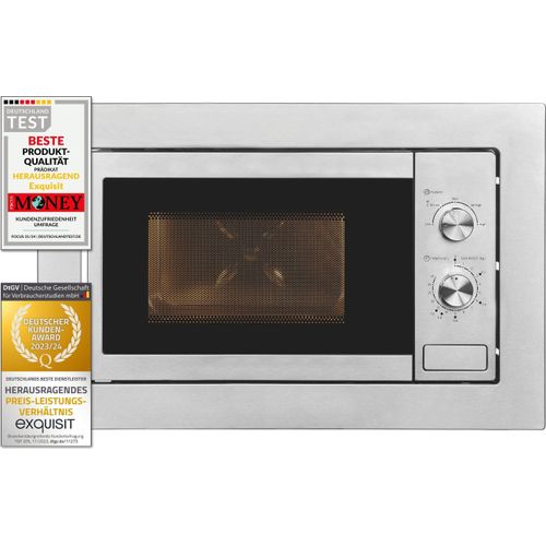 Exquisit Einbau-Mikrowelle EMW10-020 inox | max. 800 W | Garraum 20 l | Inox Front
