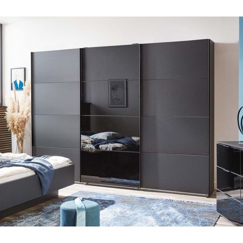 Barcelona Schwebetürenschrank Graphit / Schwarz, Passepartout (Rahmen):mit Passepartout