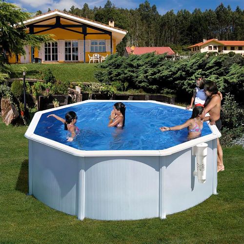 Stahlwandpool Gre GIANT Rundpool rund 460 x 132 cm weiß