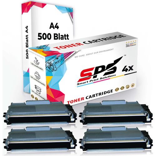 Druckerpapier A4 + 4x Multipack Set Kompatibel für Brother DCP-7040 (TN-2120) Toner-Kit Schwarz XL 5200 Seiten