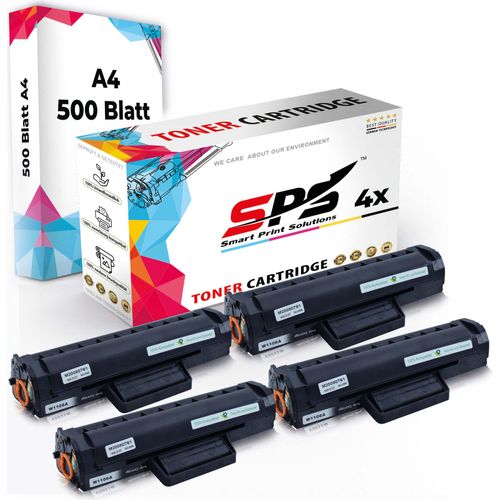 Druckerpapier A4 + 4x Multipack Set Kompatibel für HP Laser 107 Series (W1106A/106A) Toner-Kartusche Schwarz XL 2000 Seiten