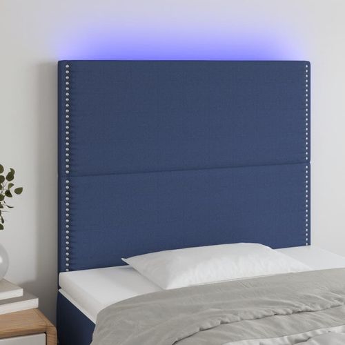 LED Kopfteil Blau 100x5x118/128 cm Stoff