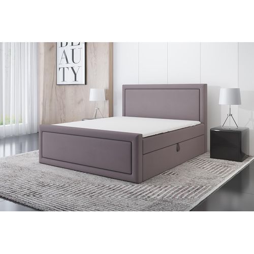 Boxspringbett ROD 120x200 mit 2 Bettkästen, Bonell-Matratze und Topper. Farbe: Beige.