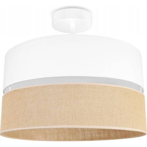 Light-Home Juta Deckenbeleuchtung Lampen - Metall und Stoff - Wandlampen 1-Flammig 40 cm - Weiß Basis und Jute und Weiß