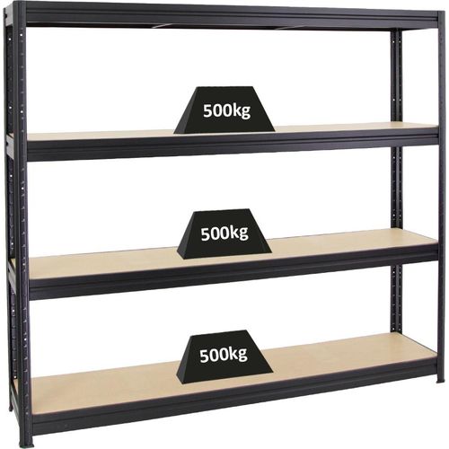 Schwerlastregal DINO | HxBxT 180x200x45cm | Fachlast 500kg | Schwarz