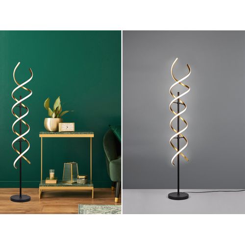 Trio Leuchten - Design Stehleuchte I Stehlampe I Standleuchte I Lampe I Leuchte Gold I Messing inkl. LED 3-stufig dimmbar in Kelvin - Henk Dimmer I Dimmbar I Wohnzimmer I Schlafzimmer - Aluminium Läng