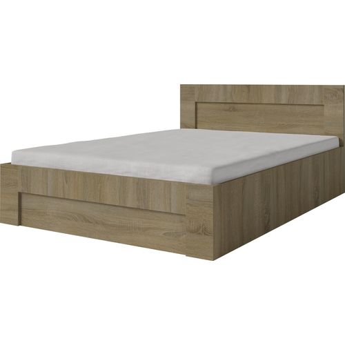 FURMEB24 - WER - 140 x 200 cm Bettgestell mit Lattenrost - Metall Bettrahmen mit gerumigem Boxkasten - Bett in Holzoptik - Trffel