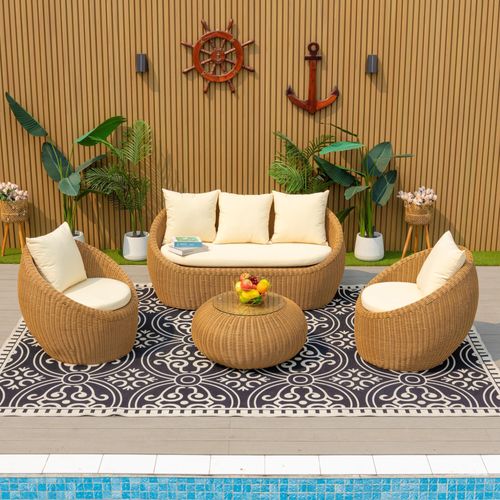 Garten-Rattanmöbel-Set Bounty karamellbraun/creme