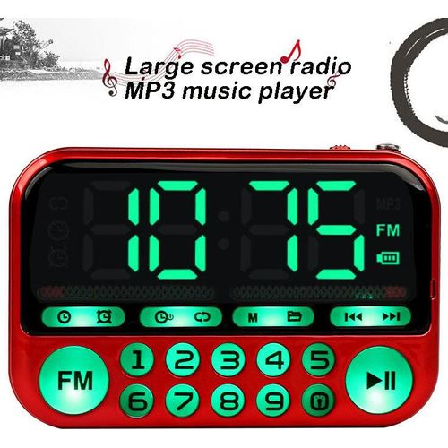 Mini Portable Radio Large Screen Handheld Digital FM USB TF MP3 wiederaufladbare Spieler Lautsprecher rot
