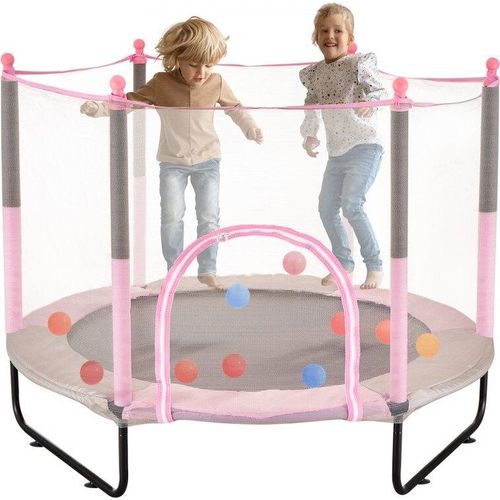 Mini-Trampolin für Kinder - Indoor-Rebounder mit Netz - 1545 mm - Rosa - Fitness-Spielgerät für aktive Kinder
