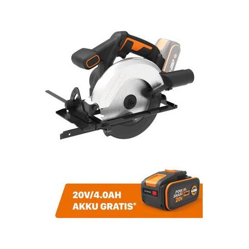 Akku-Kreissäge Worx 20 V WX526.9 + GRATIS Zugabeartikel Ersatzakku WA3644 20V (4,0 Ah)