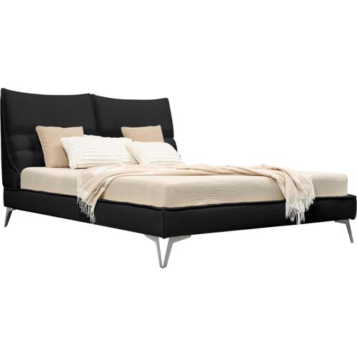 MEBLITO Polsterbett Doppelbett Salen Slim Schlafzimmer Bett Boucle Stoff 200x200 cm Baloo 2082 - Schwarz