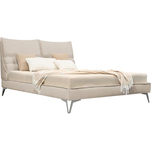 MEBLITO Polsterbett Doppelbett Salen Slim Schlafzimmer Bett Boucle Stoff 160x200 cm Baloo 2074 - Beige