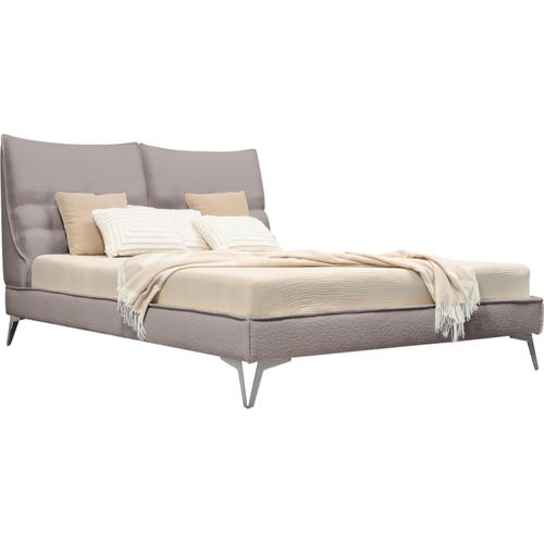 MEBLITO Polsterbett Doppelbett Salen Slim Schlafzimmer Bett Boucle Stoff 180x200 cm Baloo 2084 - Grau