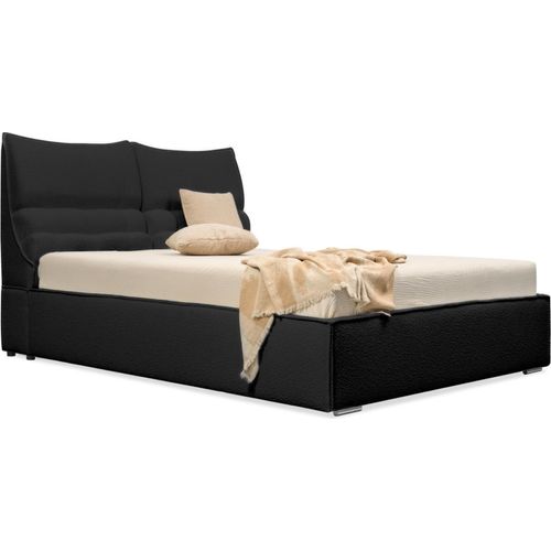 MEBLITO Polsterbett Doppelbett Salen Schlafzimmer Bett Bettkasten Boucle Stoff 140x200 cm Baloo 2082 - Schwarz