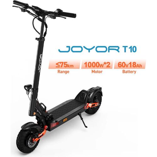 E-Scooter Joyor T10 2x1000W 60V 18Ah bis 75 km Reichweite, 60 km/h, Offroad Elektro Scooter mit hydraulischer Federung, klappbar